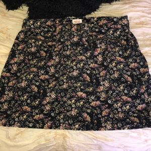 Velvet Black & Floral Skirt